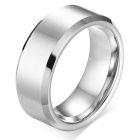 Wolfraam herenring 8mm Zilver