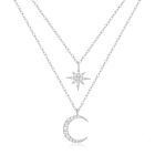Zilveren Dubbele Ketting met Ster en Maan Hangers – Elegante Charme van Elenza