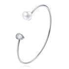 Zilverkleurige armband met Ovale Zirkonia Steen en Imitatie Parel