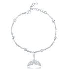 Zilverkleurige Damesarmband Verstelbaar met Walvis Vin en Zirkonia