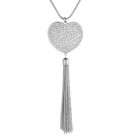 Zilverkleurige lange damesketting met hart en kwastje