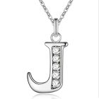Zilverkleurige Letter J Dames Ketting met Zirkonia