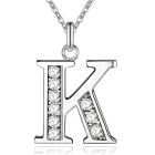Zilverkleurige Letter K Dames Ketting met Zirkonia