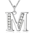 Zilverkleurige Letter M Dames Ketting met Zirkonia