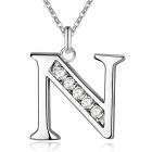 Zilverkleurige Letter N Dames Ketting met Zirkonia