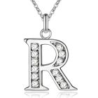 Zilverkleurige Letter R Dames Ketting met Zirkonia