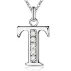 Zilverkleurige Letter T Dames Ketting met Zirkonia