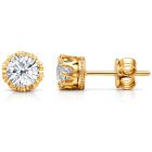 Zirkonia Oorbellen 7mm – Goudkleurige Studs – Oorknopjes met Kroonzetting – Luxe Look