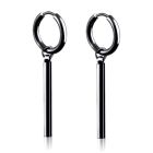 Zwarte heren oorbellen van edelstaal met een ronde staaf