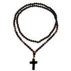 Zwarte natuursteen kralen ketting Kruis