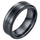 Zwarte stalen heren ring Mat Glans 8mm