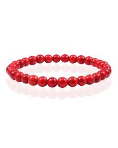 6mm Memphis Natuursteen Armband - Red Howlite