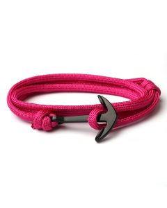 Anker armband Donkerroze polyester koord
