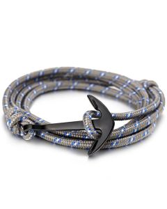 Anker armband polyester koord Grijs met Zwart