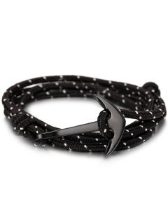 Anker armband polyester koord zwart met wit