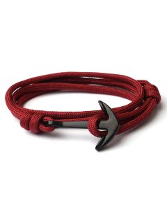 Anker armband Donkerrood polyester koord