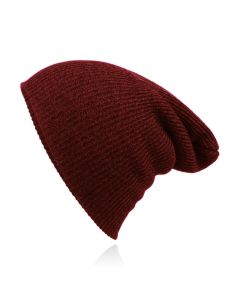 Beanie Muts in Katoenblend voor Mannen - Bordeaux