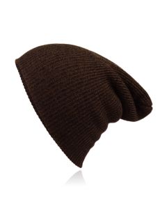 Beanie Muts in Katoenblend voor Mannen - Bruin
