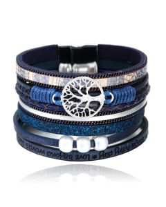 Blauwe dames armband Ibiza stijl met kralen en levensboom