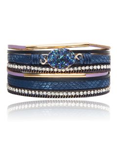 Blauwe Multilayer Armband met Steen