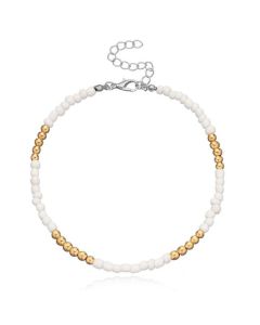 Bohemian stijl Kralen Enkelbandje - Wit Goud