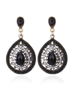 Bohemian oorbellen Heart Drop Black