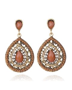 Bohemian oorbellen Heart Drop Brown