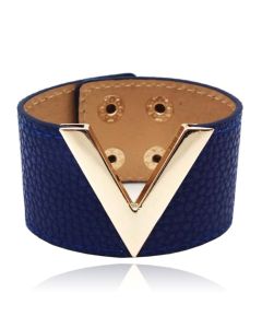 Brede Dames Armband Verstelbaar Goud en Blauw