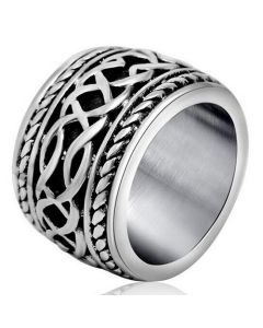 Brede edelstaal heren ring Celtic Knot