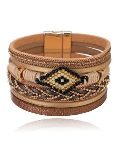 Bruine dames armband met kristal en goudkleurige details