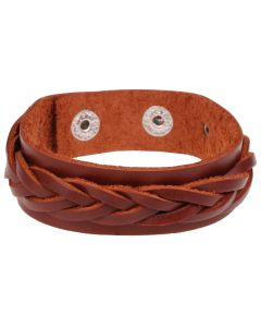 Bruine gevlochten leren heren armband