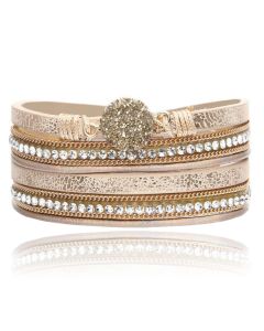 Champagne Multilayer Armband met Steen