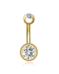 Chirurgisch Edelstaal Navelpiercing - Zirkonia & Goud