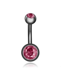 Chirurgisch Edelstaal Navelpiercing - Zirkonia & Gunmetal