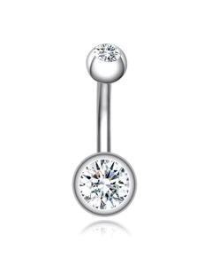 Chirurgisch Edelstaal Navelpiercing - Zirkonia & Zilver