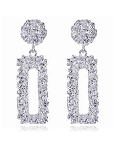 Cilla Chunky Rechthoekige Oorbellen - Silver