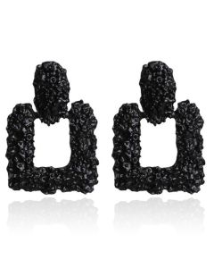 Cilla Chunky Vierkante Oorbellen - Black