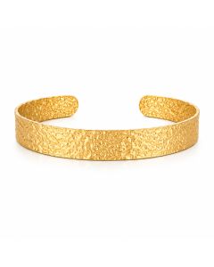 Cilla Jewels Goudkleurige Brede Dames Bangle Armband met Korrelstructuur