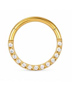 Cilla Jewels Goudkleurige Damesneusring met Clickersluiting en Witte Zirkonia