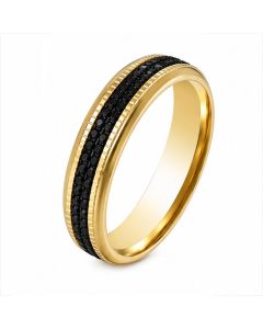 Cilla Jewels Goudkleurige Damesring 6mm met Zwarte Zirkonia