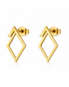 Cilla Jewels Goudkleurige Ear Jacket Oorbellen van Edelstaal met Ruitmotief