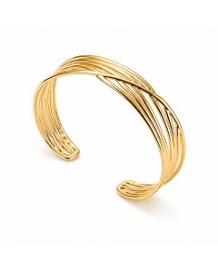 Cilla Jewels Goudkleurige Open Damesarmband met Gekruiste Golfbanden