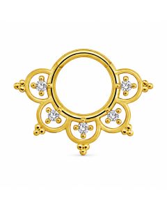 Cilla Jewels Goudkleurige Septum Clicker met Witte Zirkonia en Bloemmotief