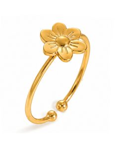 Cilla Jewels Goudkleurige Verstelbare Damesring met Bloemmotief