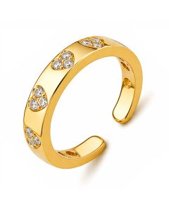 Cilla Jewels Goudkleurige Verstelbare Damesring met Druppelvormige Zirkonia Accenten