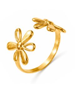 Cilla Jewels Goudkleurige Verstelbare Damesring met Dubbel Bloemmotief