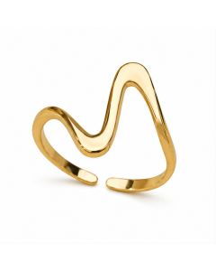 Cilla Jewels Goudkleurige Verstelbare Damesring met Golvend Lijnmotief