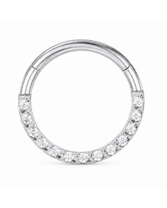 Cilla Jewels Zilverkleurige Damesneusring met Clickersluiting en Witte Zirkonia