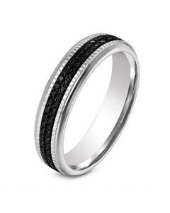 Cilla Jewels Zilverkleurige Damesring 6mm met Zwarte Zirkonia