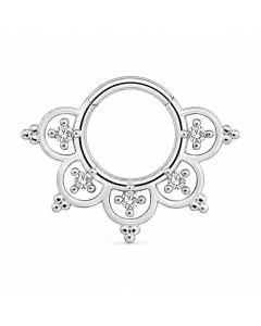 Cilla Jewels Zilverkleurige Septum Clicker met Witte Zirkonia en Bloemmotief